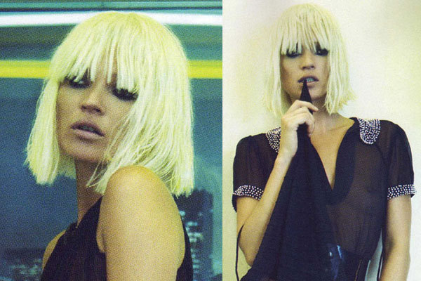 Kate Moss has platinum blonde hair for the 