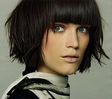 layered hairstyles short hair. short-hair-blunt-bang-layered