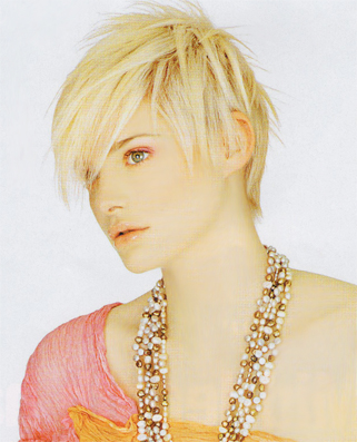 short blonde hair bangs. Very blonde hair can look amazing when cut into this short boyish haircut.