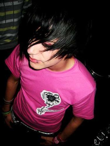 Along with black, red, blonde and pink emo hairstyles are also very common.