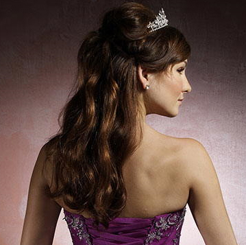prom hairstyles for long hair down. Half down prom hairstyle with