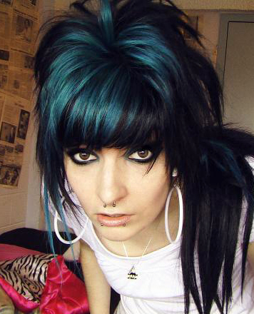 emo girl with black and blue hair. Black And Blonde Hair Emo.