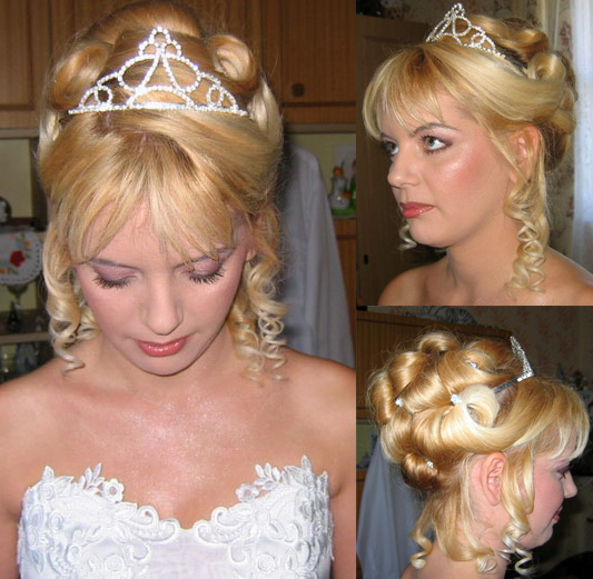 Beautiful updo with curls and tiara for your wedding day