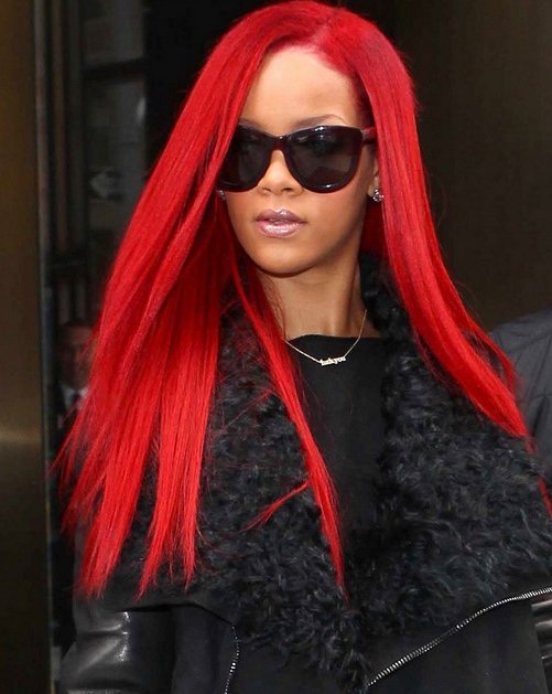 rihanna red hair long curly. rihanna-long-red-extensions