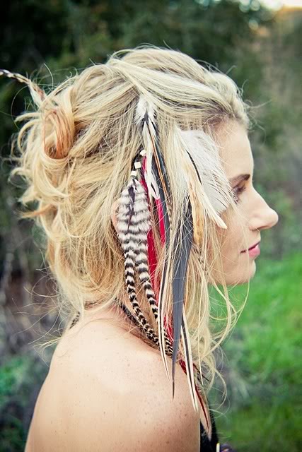 feathers in hair