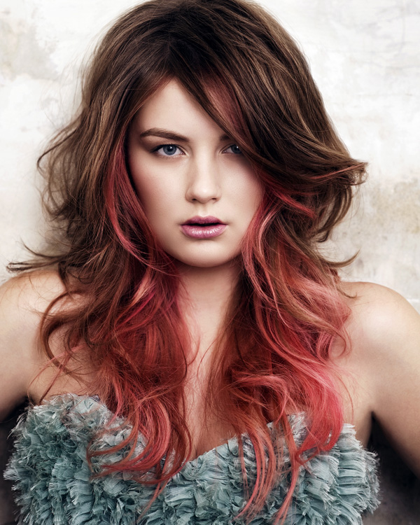 Black And Pink Dip Dye Hair