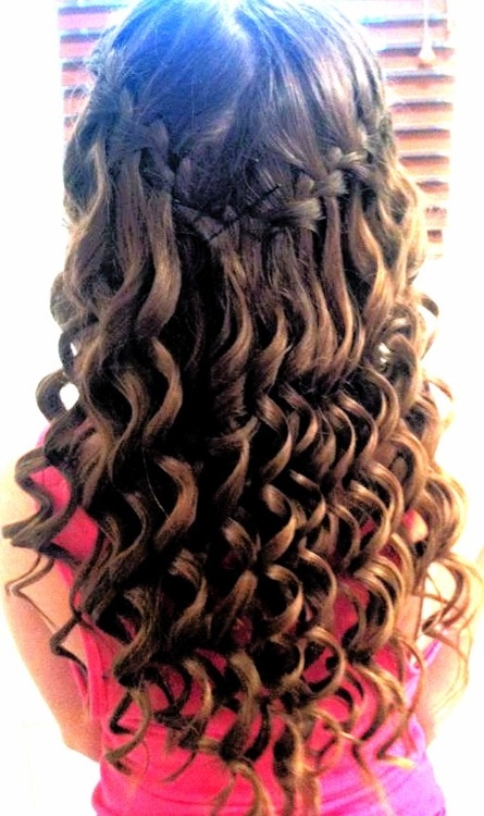 curls and waterfall braid