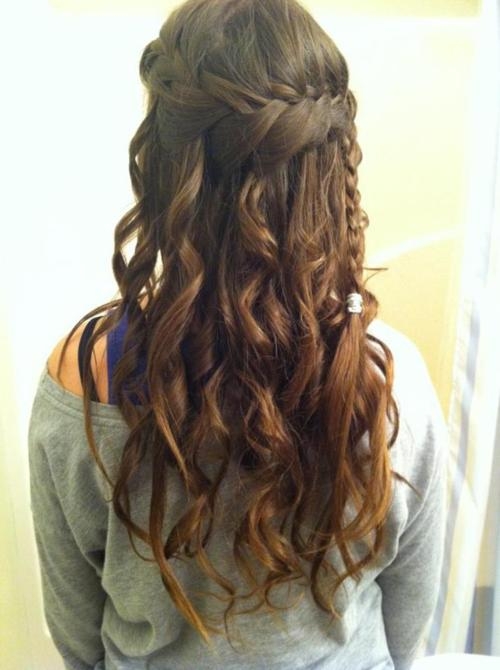 brown hair waterfall braid