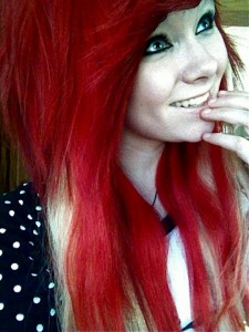 Pretty red and blonde scene hair