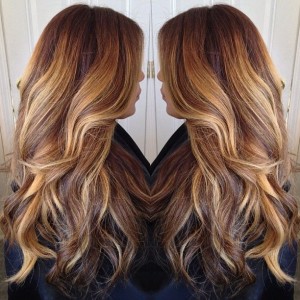 dark brown to chocolate dark brown to balayaged light golden blonde highlights