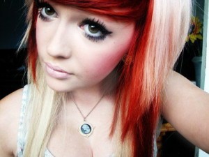 Blonde and red scene hair
