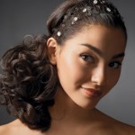 Delicate headband with low ponytail