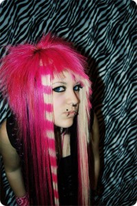 scene girl with pink hair